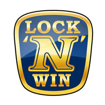 Lock'N'Win Logo von Novomatic in Blau und Gold